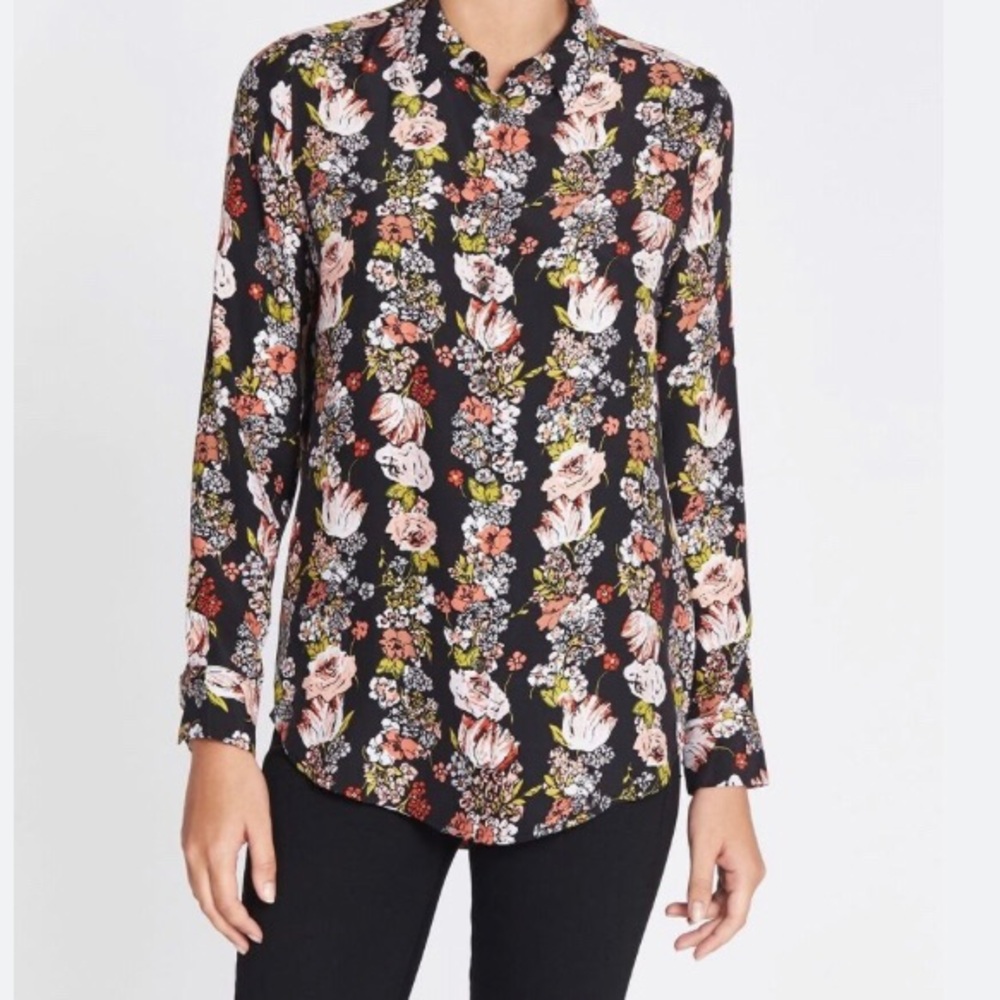 Equipment Femme Botanical Floral Button Down Shirt 100% Silk Womens Size XS
